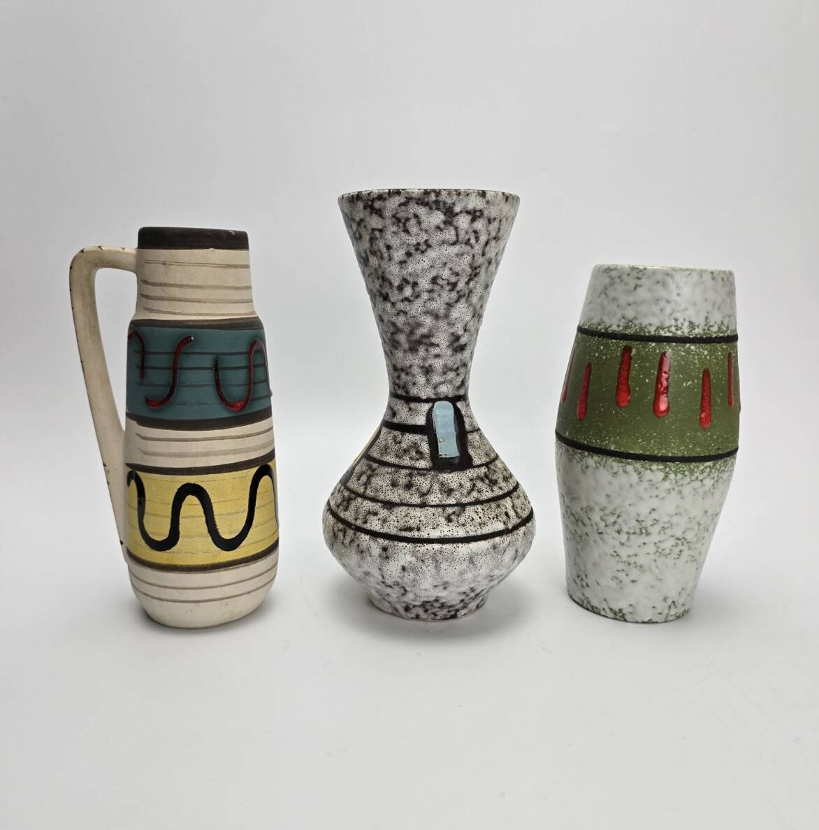 Vintage "Fat Lava" ceramic vase trio - 1960s/70s