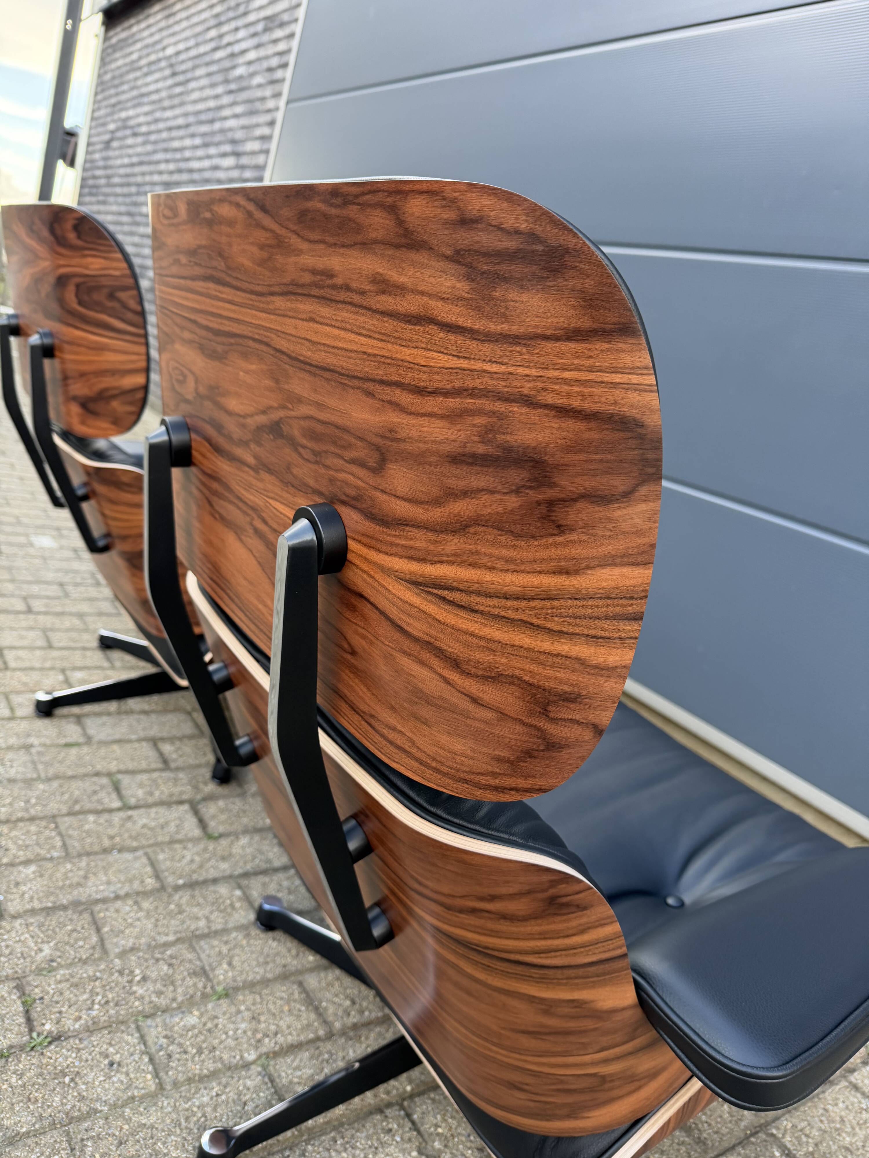 Vitra Eames Lounge Chair XL + Ottoman, Black leather & Santos Rosewood