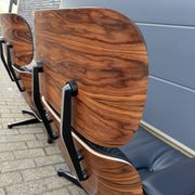 Vitra Eames Lounge chair XL + Ottoman, Zwart leder & Santos Palissander