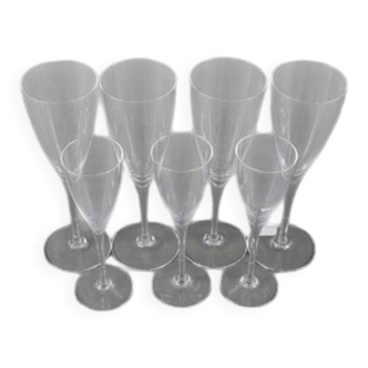 7 Baccat crystal water and wine flutes, Dom Pérignon model