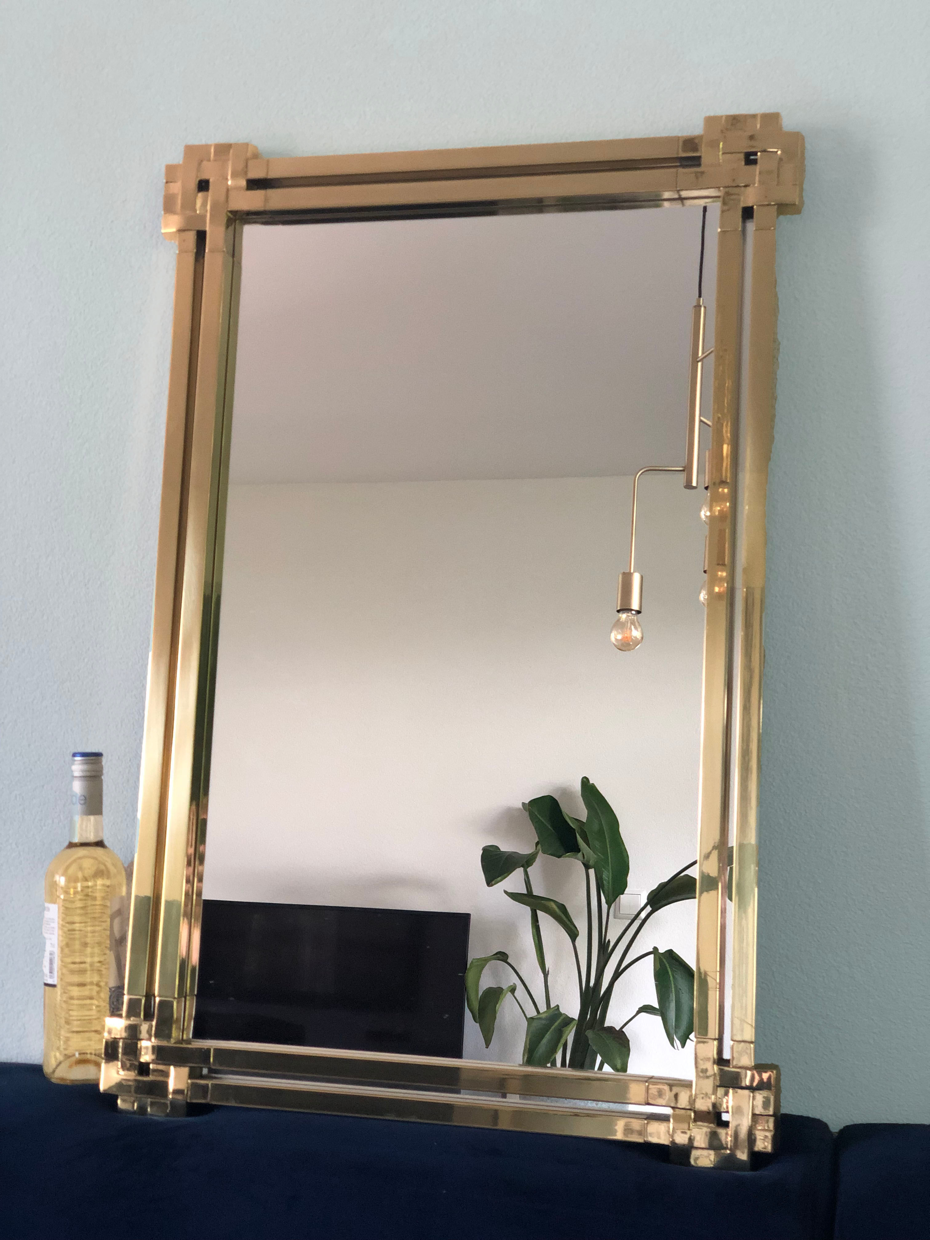 Vintage Mirror By Massimo Scolari For Valenti 1970s 49x90cm
