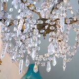 Petit lustre en cristal français à 6 lumières