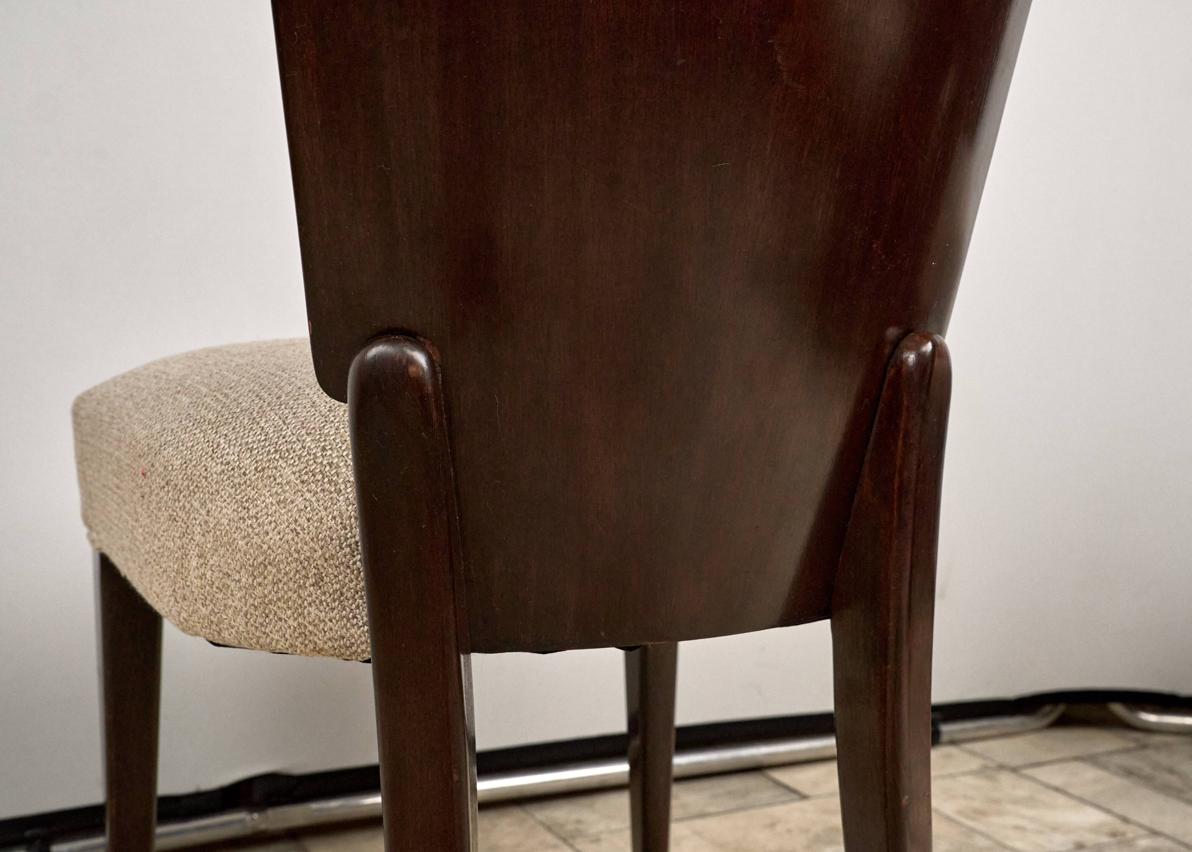 Set of 4 H-214 Dining Chairs by Jindřich Halabala, 1930s, Czechoslovakia