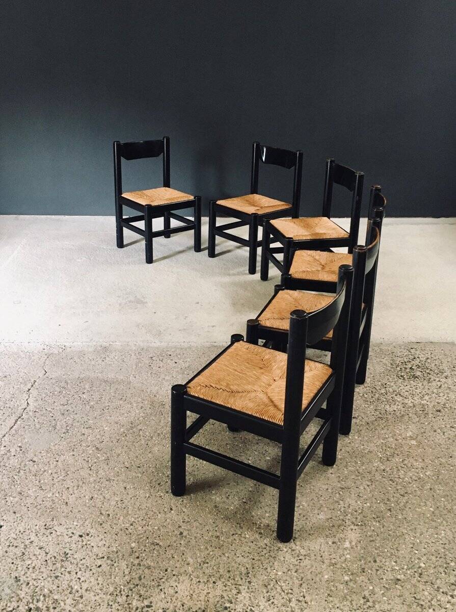 Mid-Century Modern Carimate Dining Chairs, Italy, 1970s, Set of 6