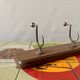 Vintage wooden wall coat rack - 4 steel hooks