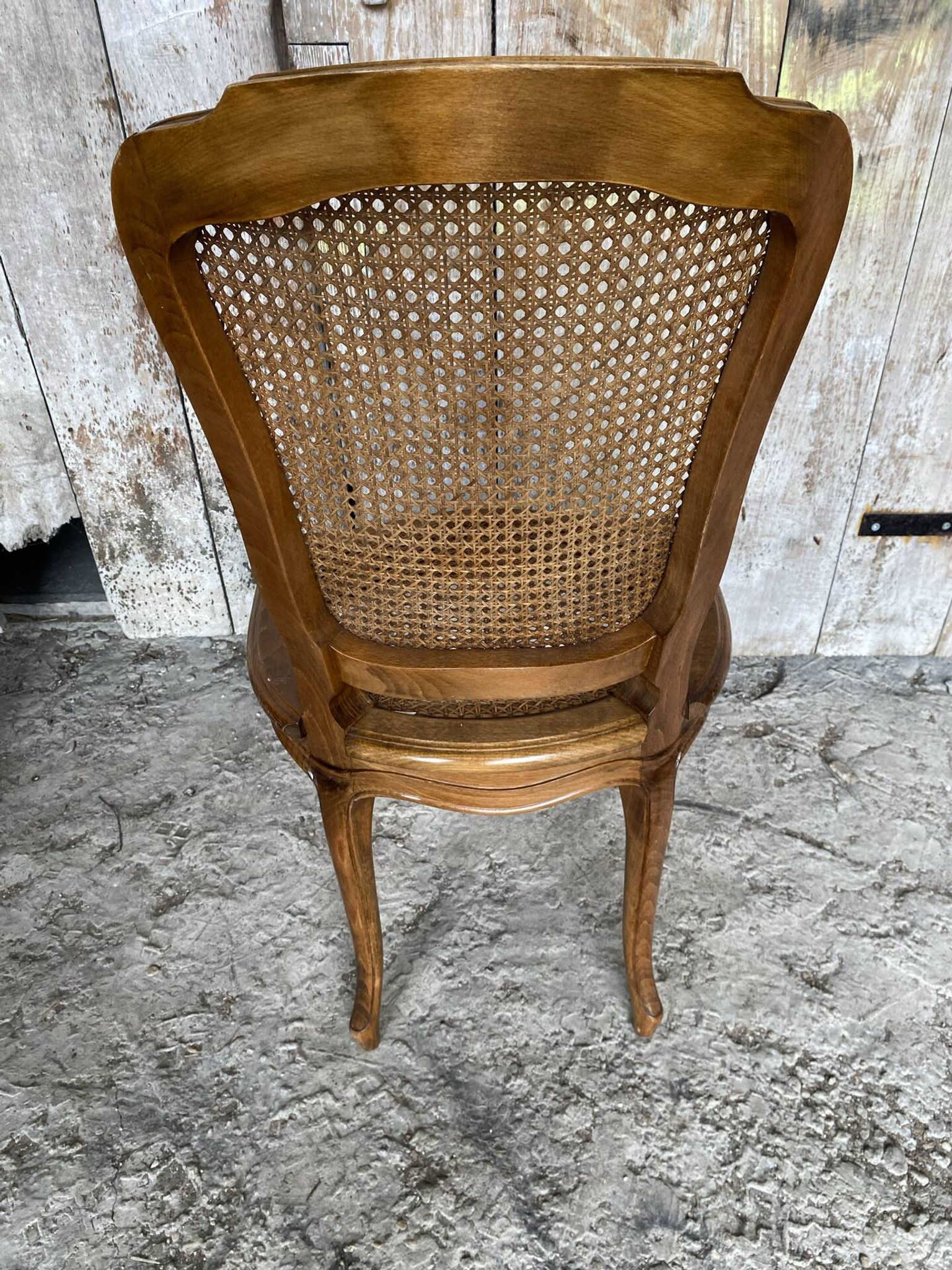 Chaise ancienne style louis xv merisier + assise cannée vintage
