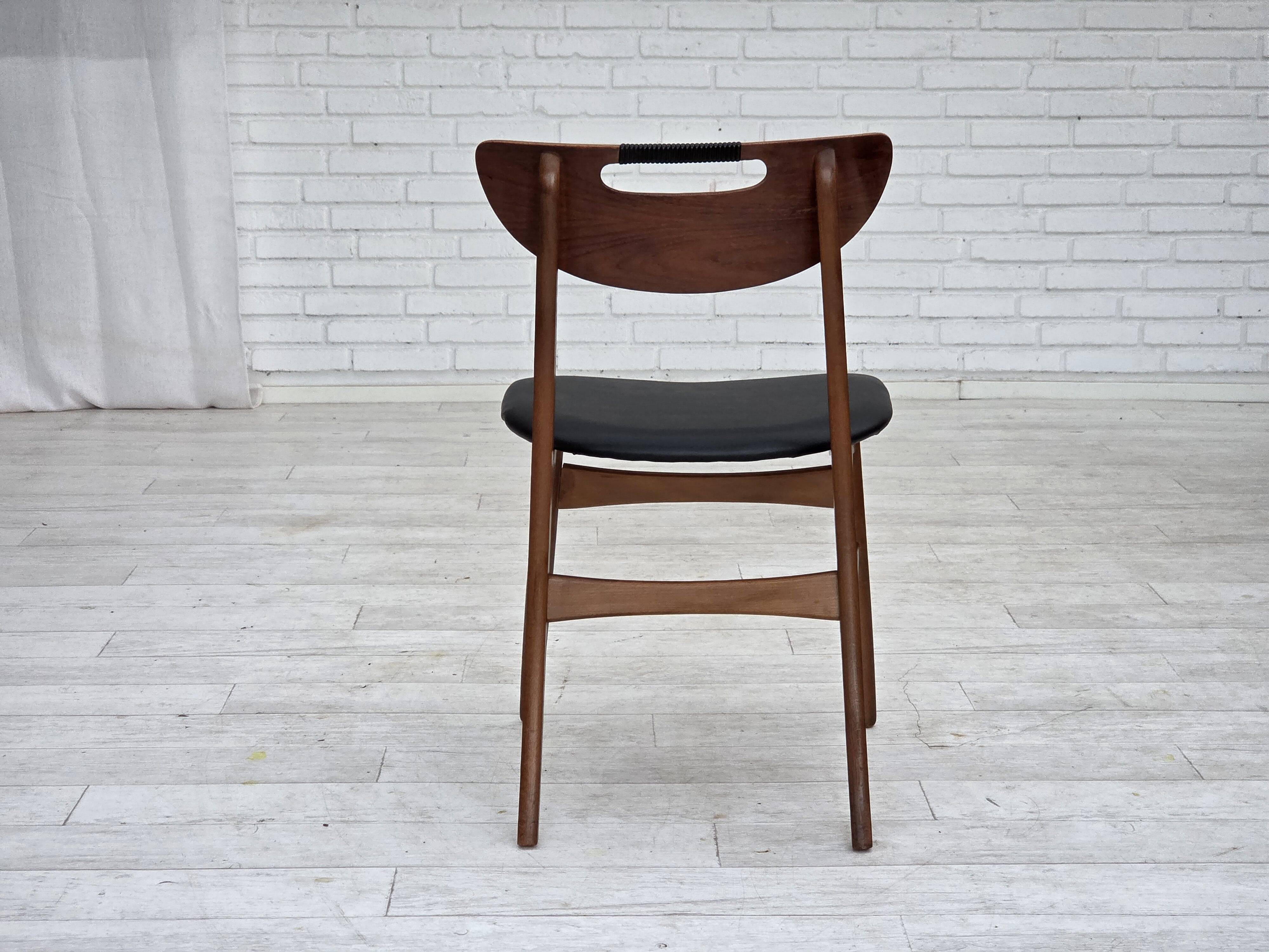 1960s, Danish design, set of 4 reupholstered dining chairs.
