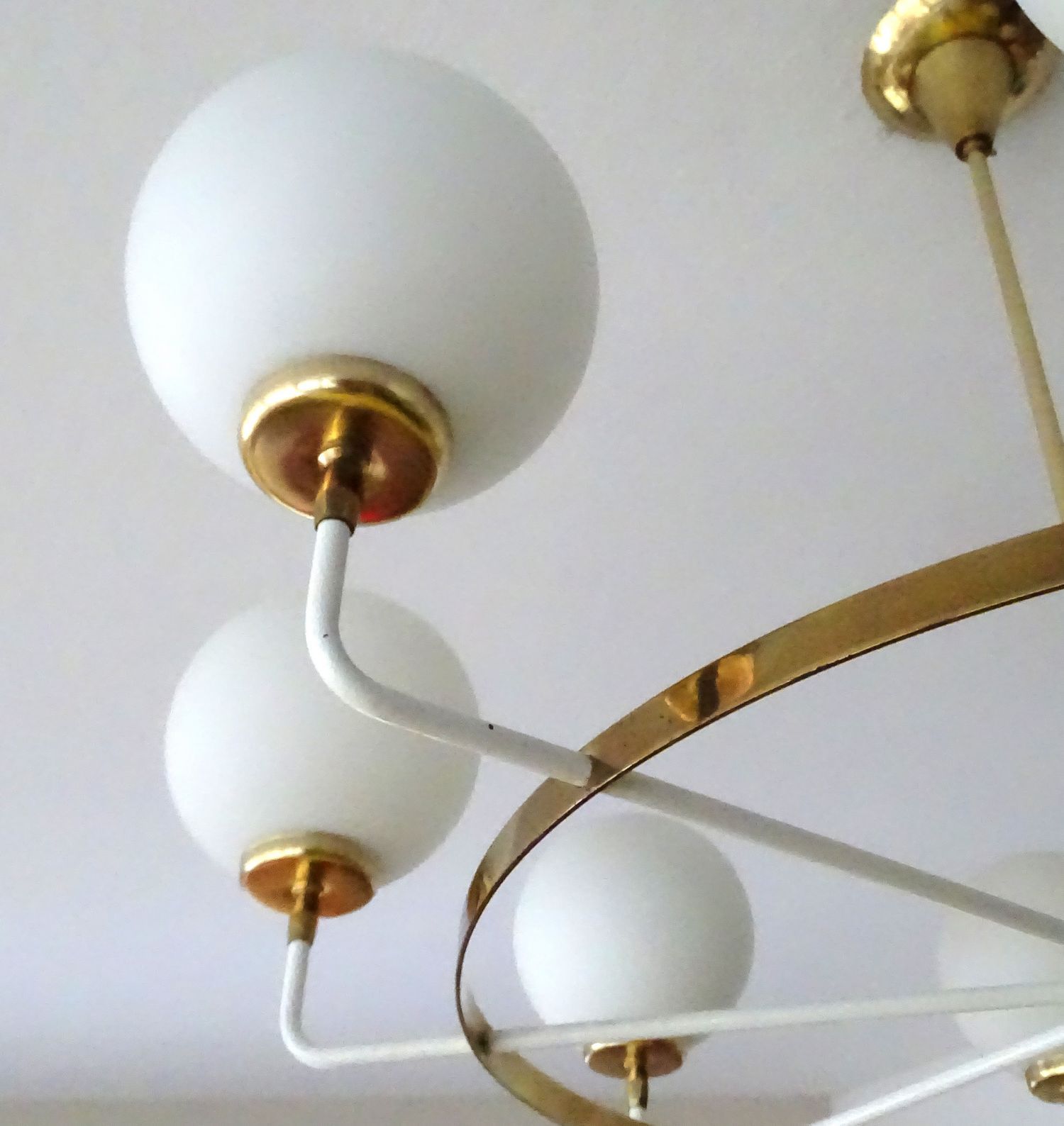 Suspension XXL Vintage Italy, 50s, Brass and Glass