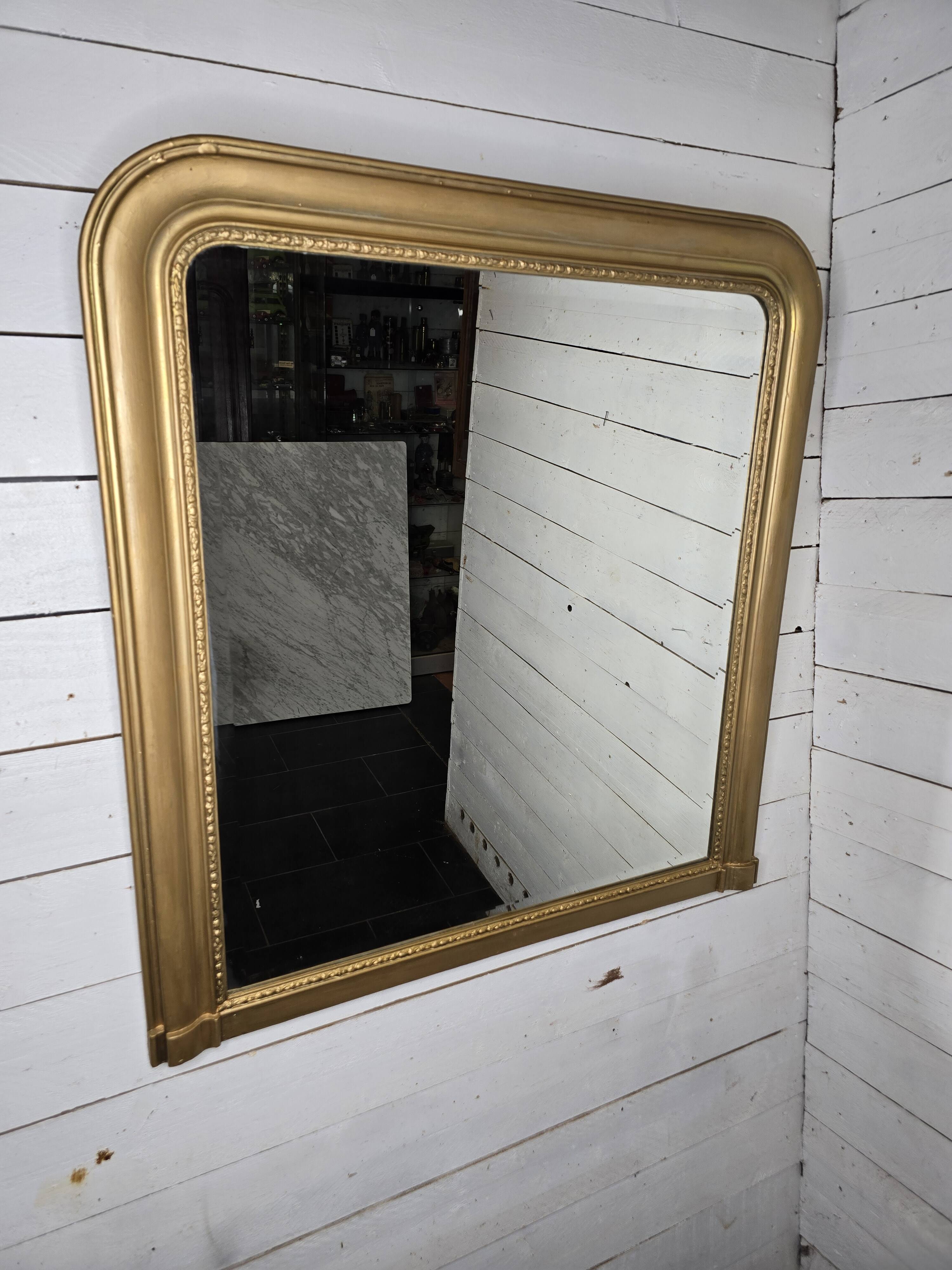 Old Louis Philippe style gilded mirror beveled mirror
