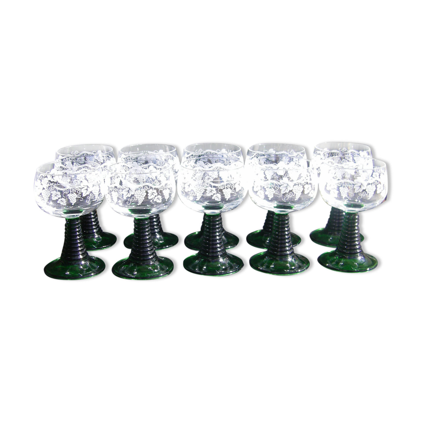 Ten white wine glasses from Alsace "Roemer"