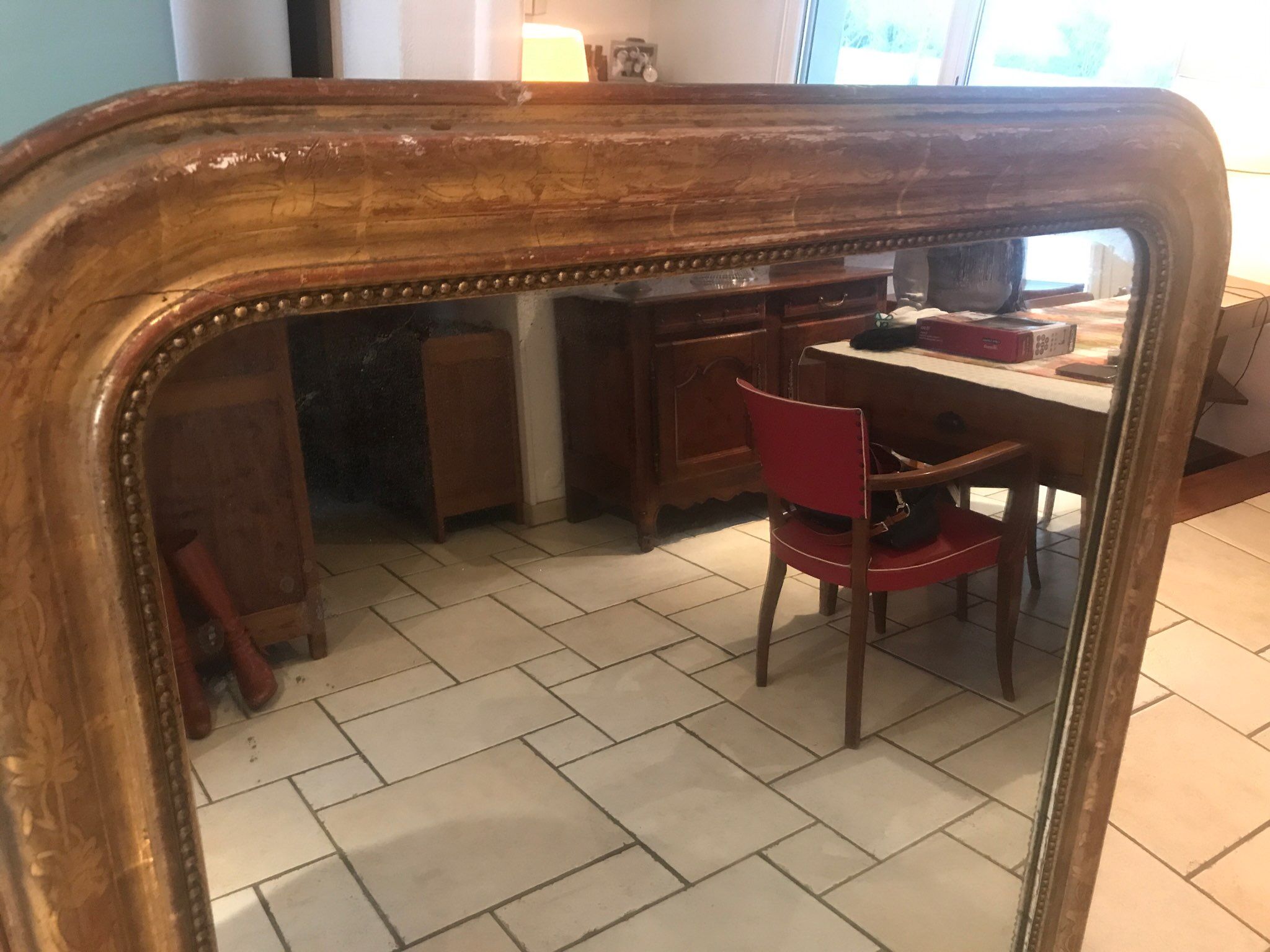 Louis Philippe mirror with gold leaf