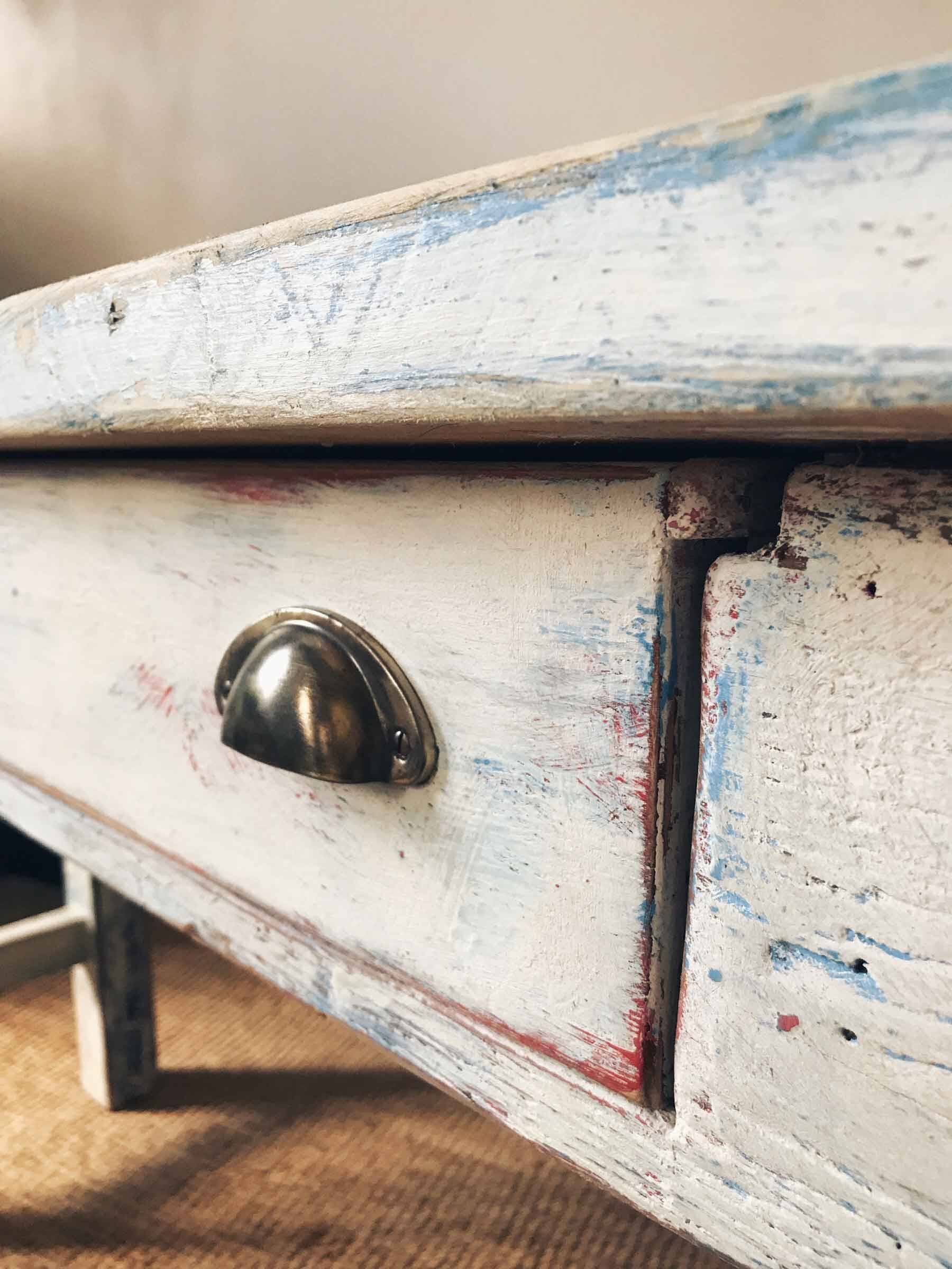Console / patinated wooden shelf