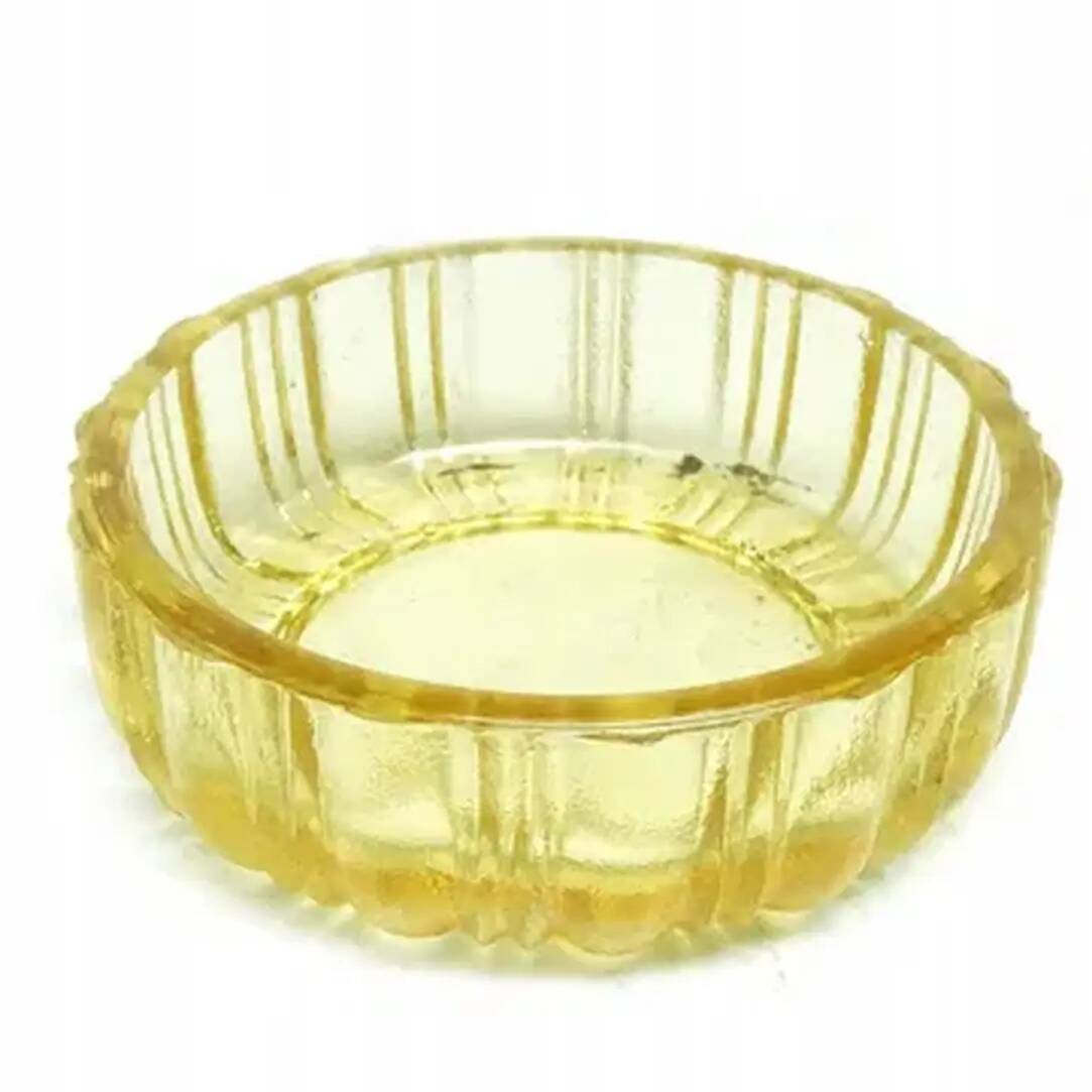 Salière Art Déco, verre ambre, Ząbkowice, Pologne, années 1930