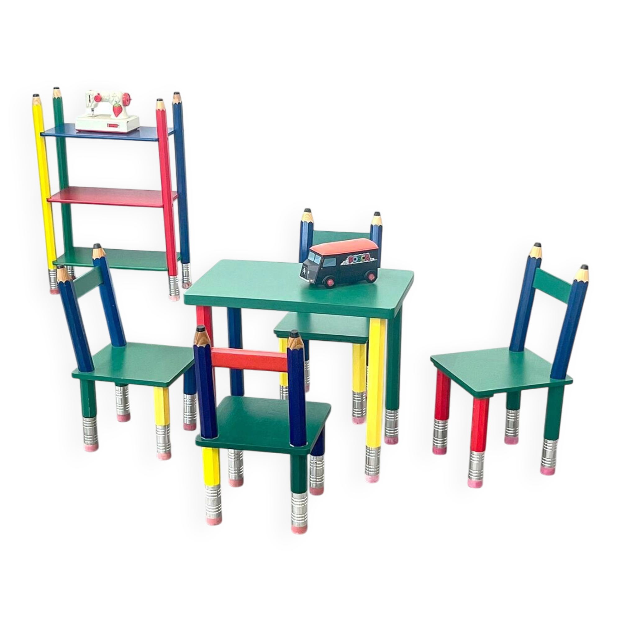 Vintage coloured pencil furniture set – IKEA x Pierre Sala