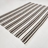 7x10 Beige & Brown Handwoven Turkish Kilim Rug, 206x304 Cm