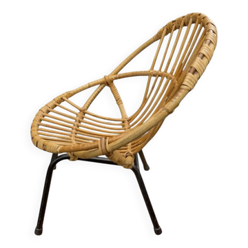 Fauteuil vintage pour enfant en bambou et rotin