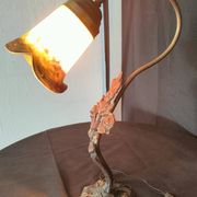 Unsigned wrought iron and tulip lamp (city light)