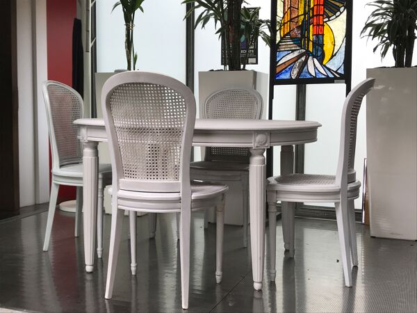 Table art deco rallonge campagne avec chaises gris libéron 1900 XIX 1930 art deco