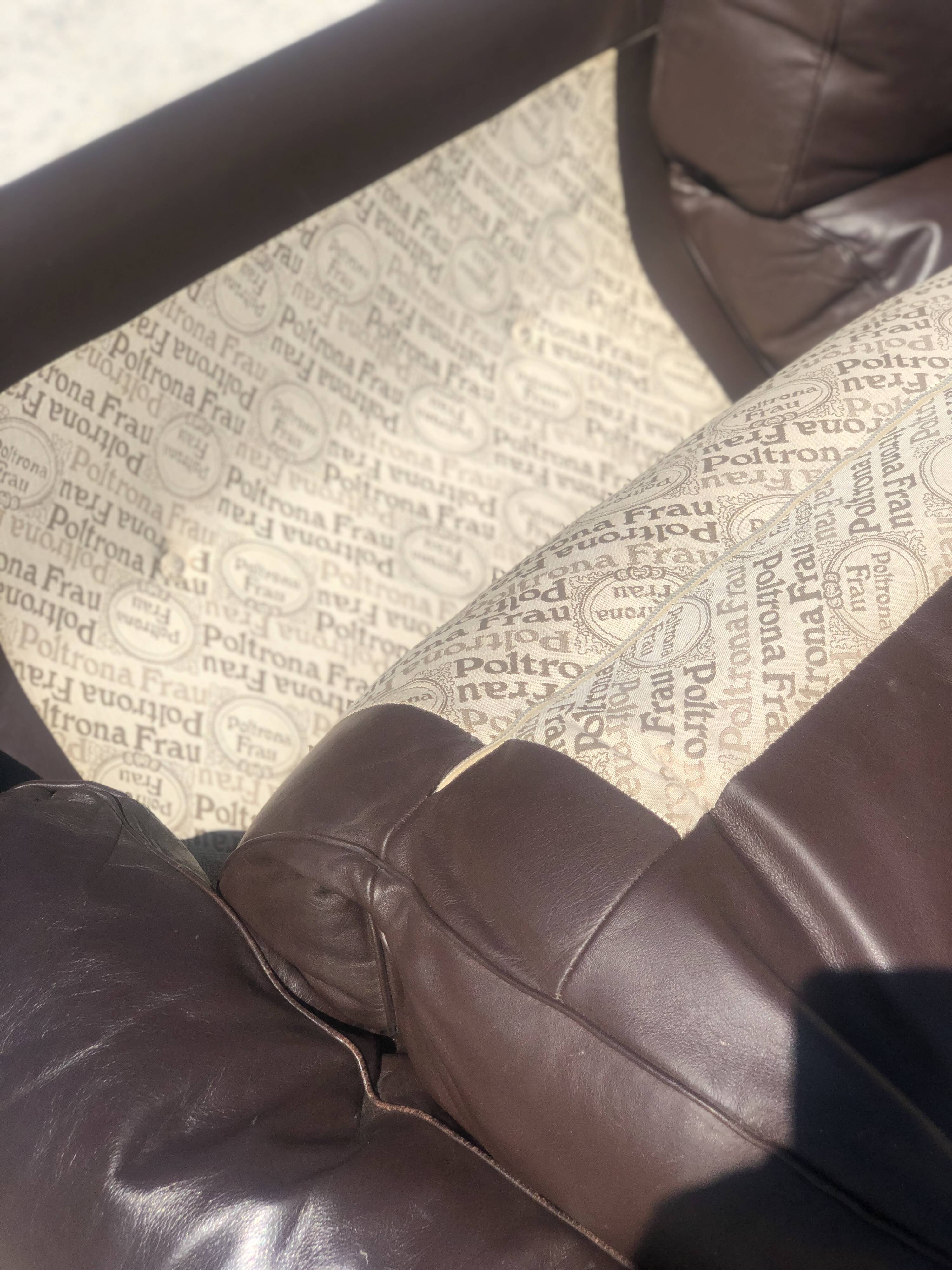 Pair of leather sofas model "Petronio" by Tito Agnoli for Poltrona Frau