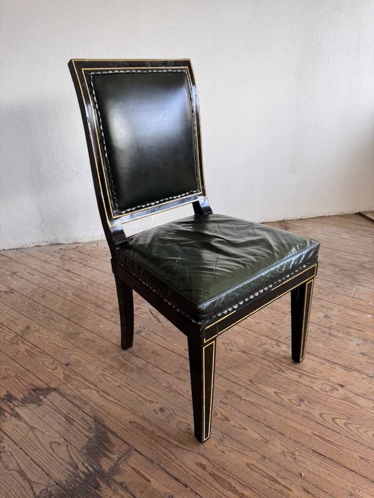 Maison Jansen black lacquered wooden desk from the 1960s with chair.