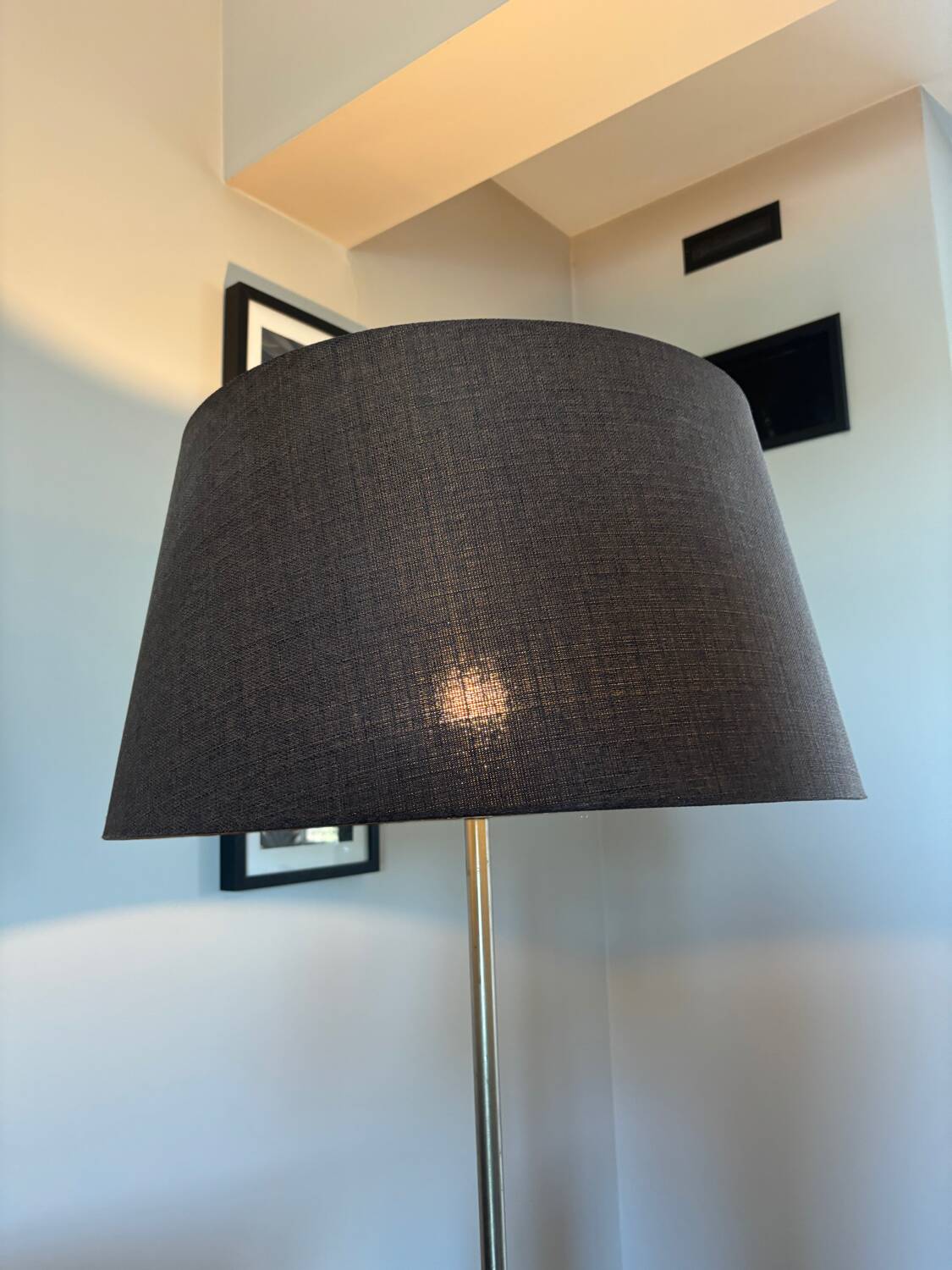Metal and wood floor lamp