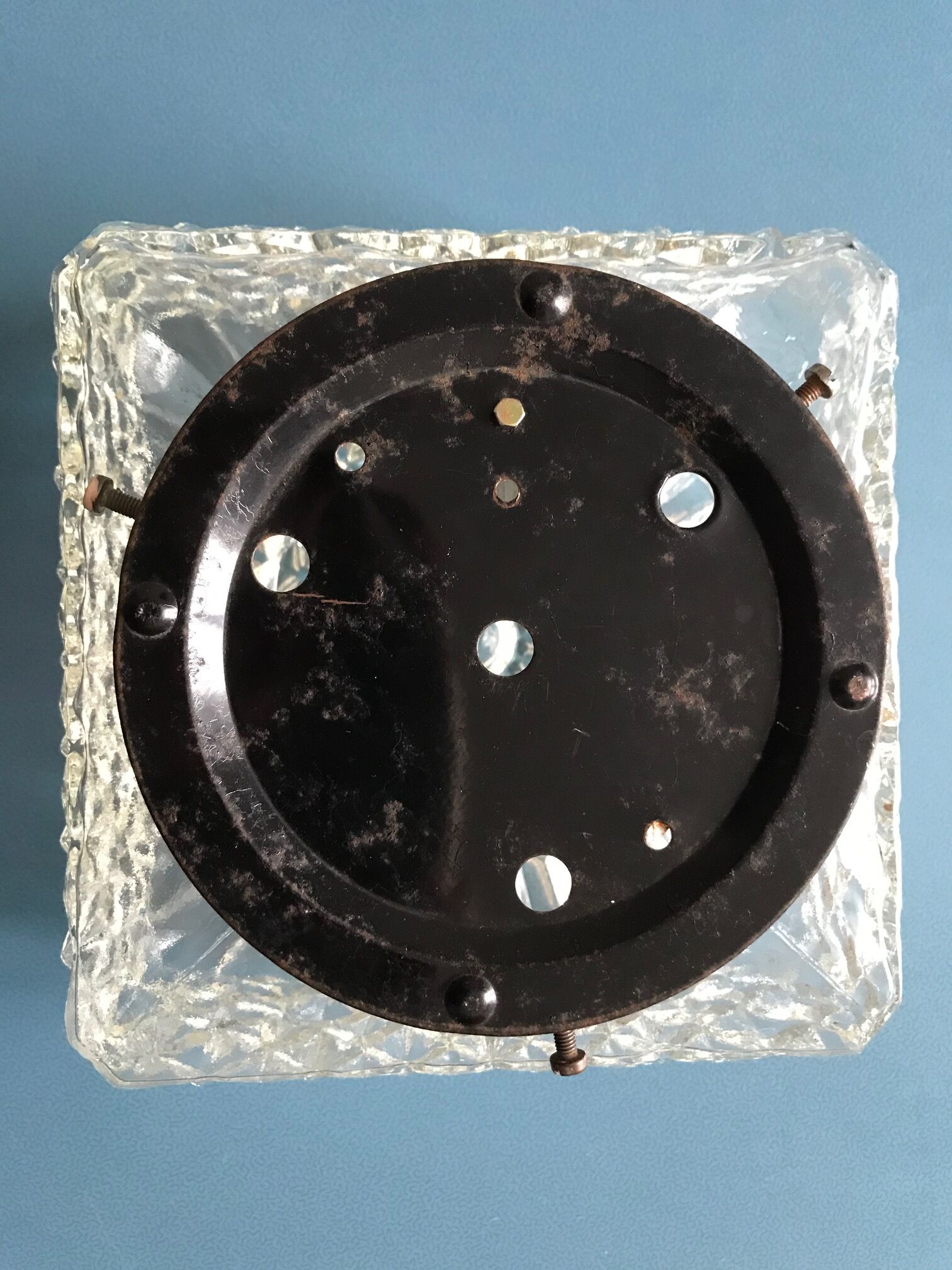 Square ceiling light in chiseled glass