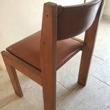 Leather and wood chair 70's