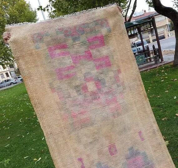 Vintage Turkish hallway rug 92x492 cm