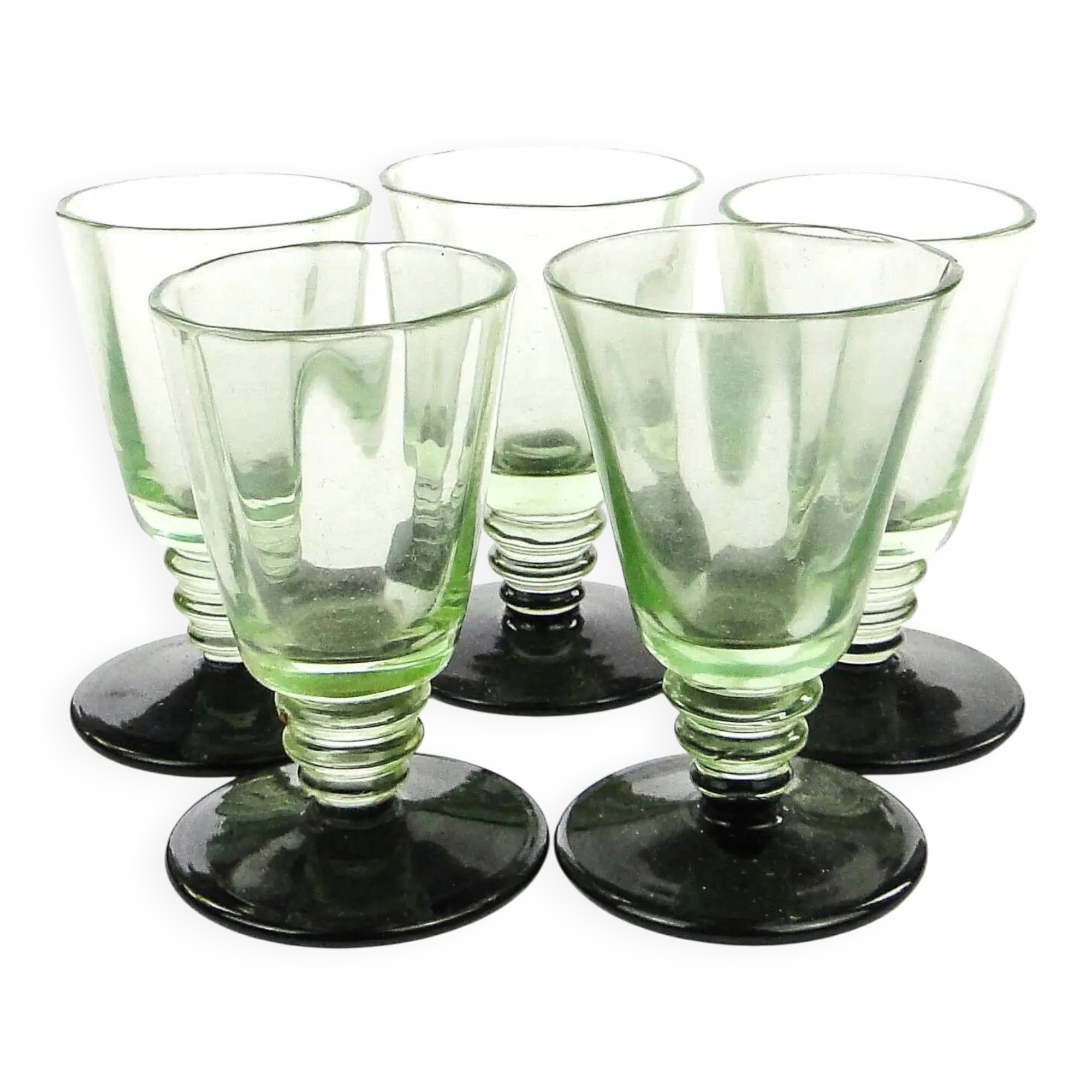Ensemble de cinq verres, Art Déco, verre, Pologne, années 1930