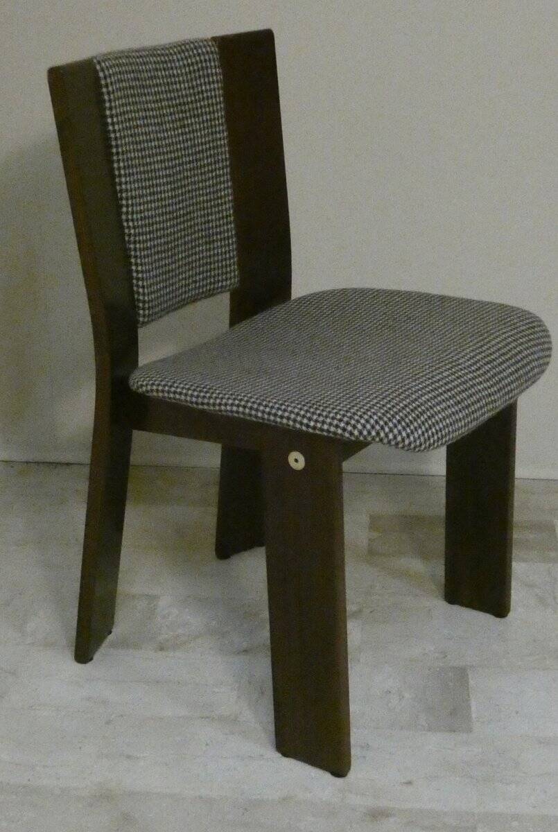 Wood and tweed chairs by Acerbis International, Italy, 1980s, set of 4.