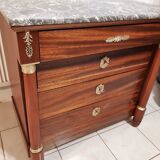 Commode empire à colonnes détachées en acajou fin xixè