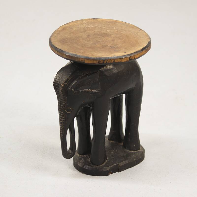 Antique Folk Art Colonial Elephant Side Table / Pedestal