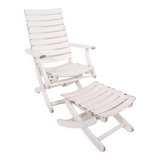 Garden chaise longue with footrest