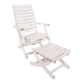 Garden chaise longue with footrest