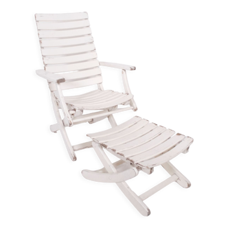 Chaise longue de jardin avec repose-pieds