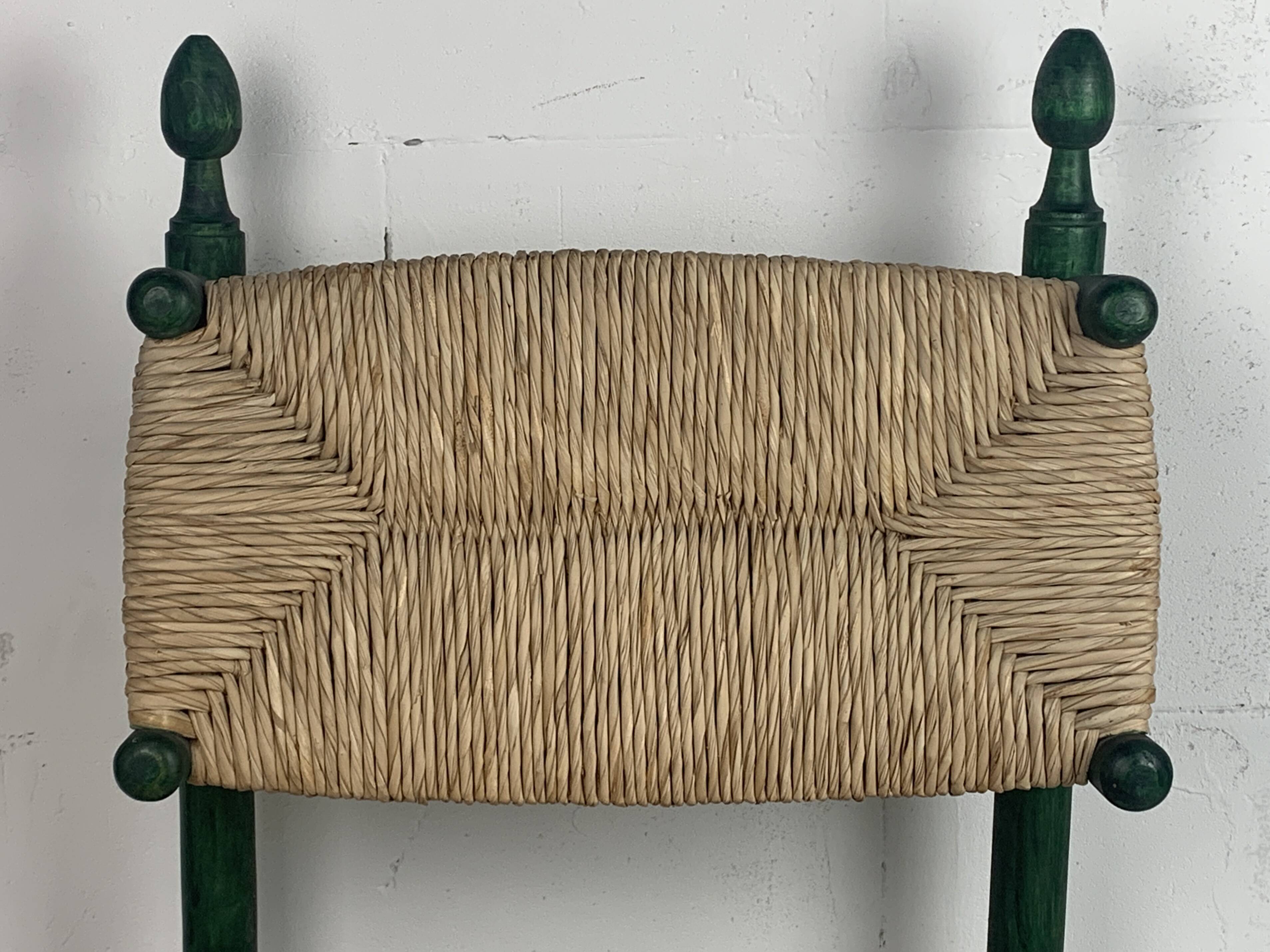 French straw rush low lounge chair in the style of Charles Dudouyt, 1950s