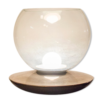 Table lamp in glass and chromed metal Italia Anni '70