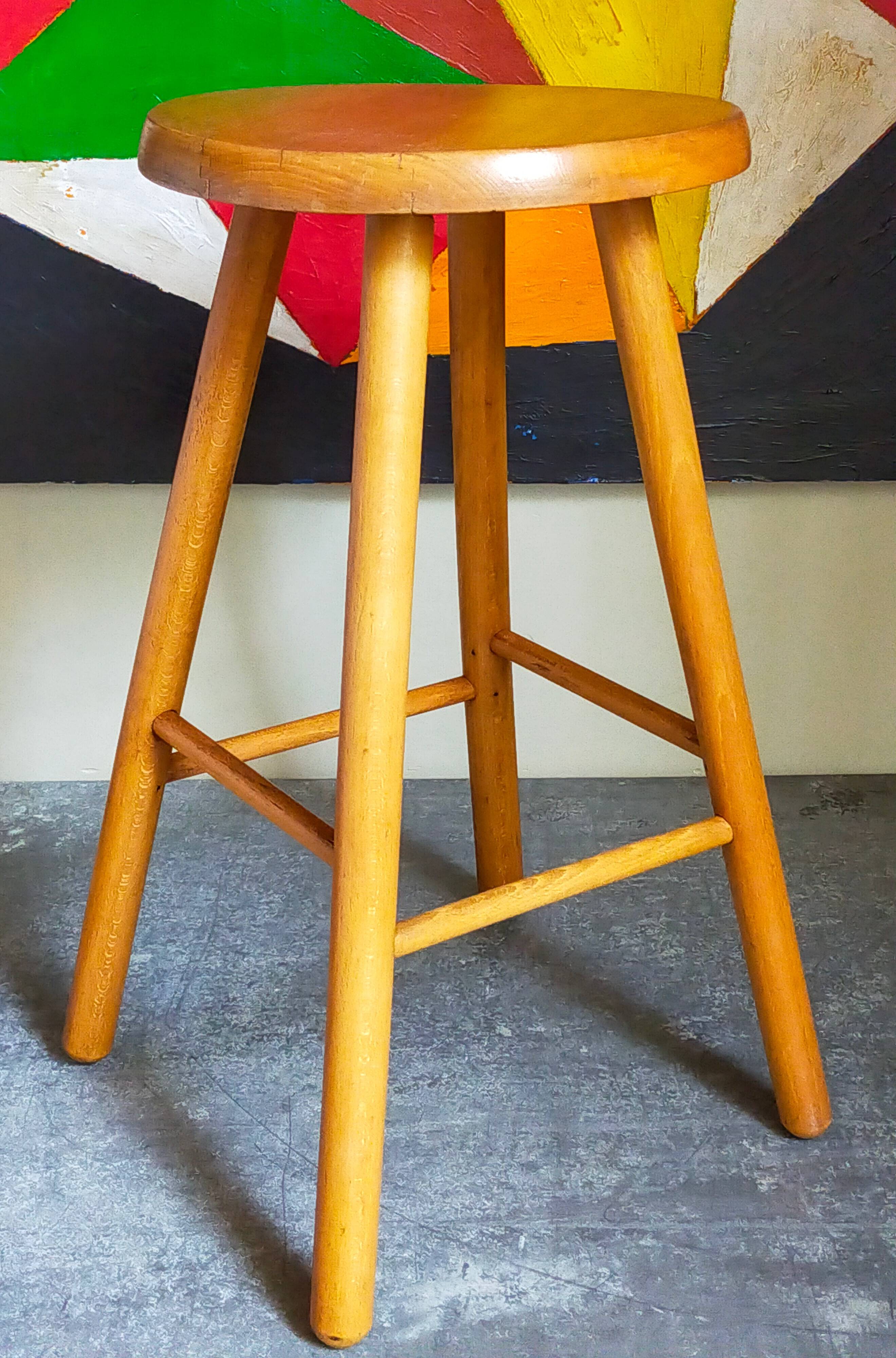 Vintage blond wooden stool