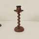 Vintage folk art turned wood candle holder