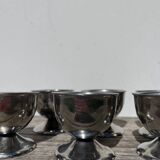 6 vintage metal egg cups 1970