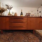 Sleek vintage Scandinavian sideboard with long handles