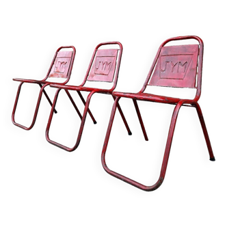 3 vintage JYM metal chairs, industrial seating furniture