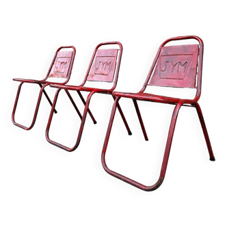 3 chaises vintage JYM en métal, meubles sièges industriels