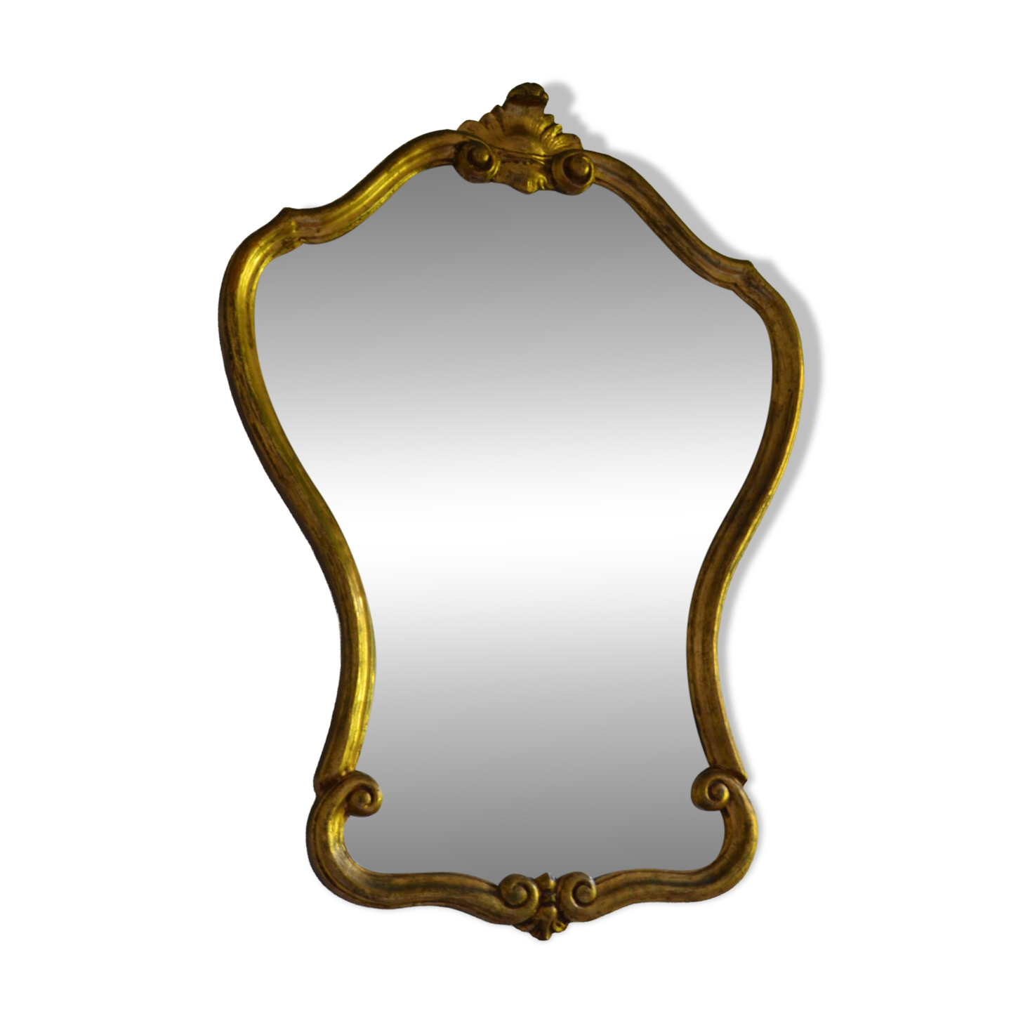Baroque mirror with carved and gilded wooden frame 80 x 60 cm