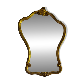 Baroque mirror with carved and gilded wooden frame 80 x 60 cm