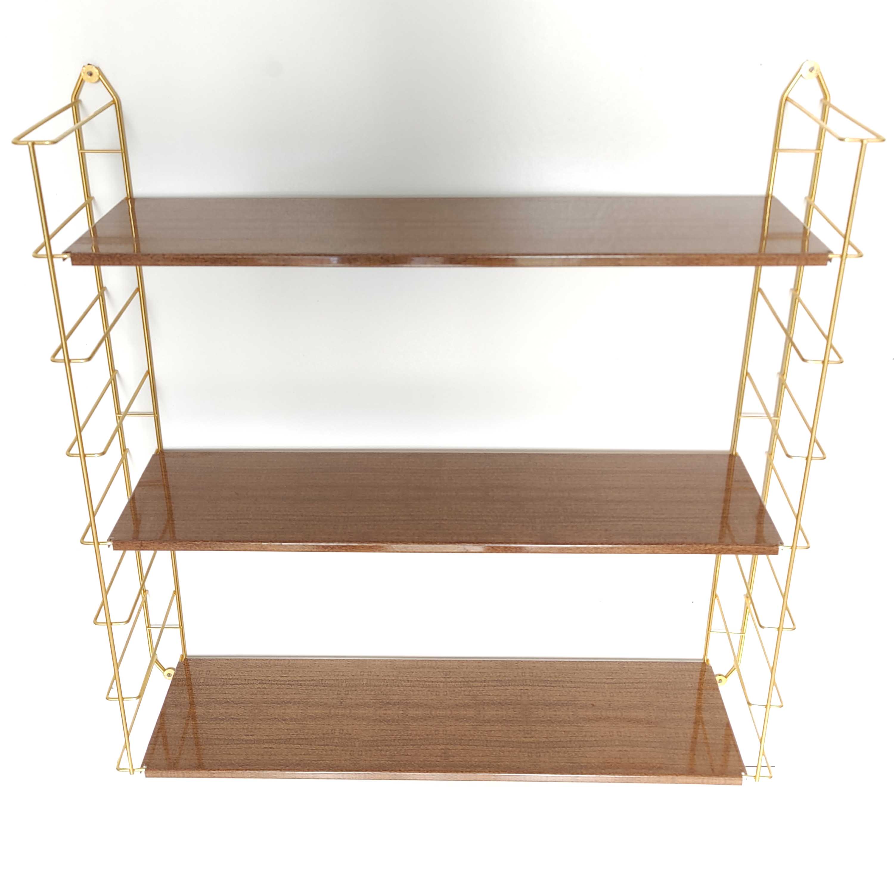 Vintage wall shelf gilded metal and wood style