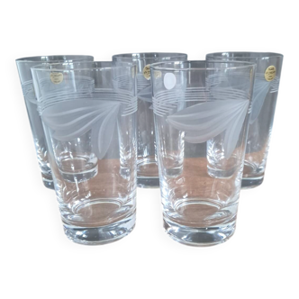 5 new crystal glasses from Arques, Nîmes model.