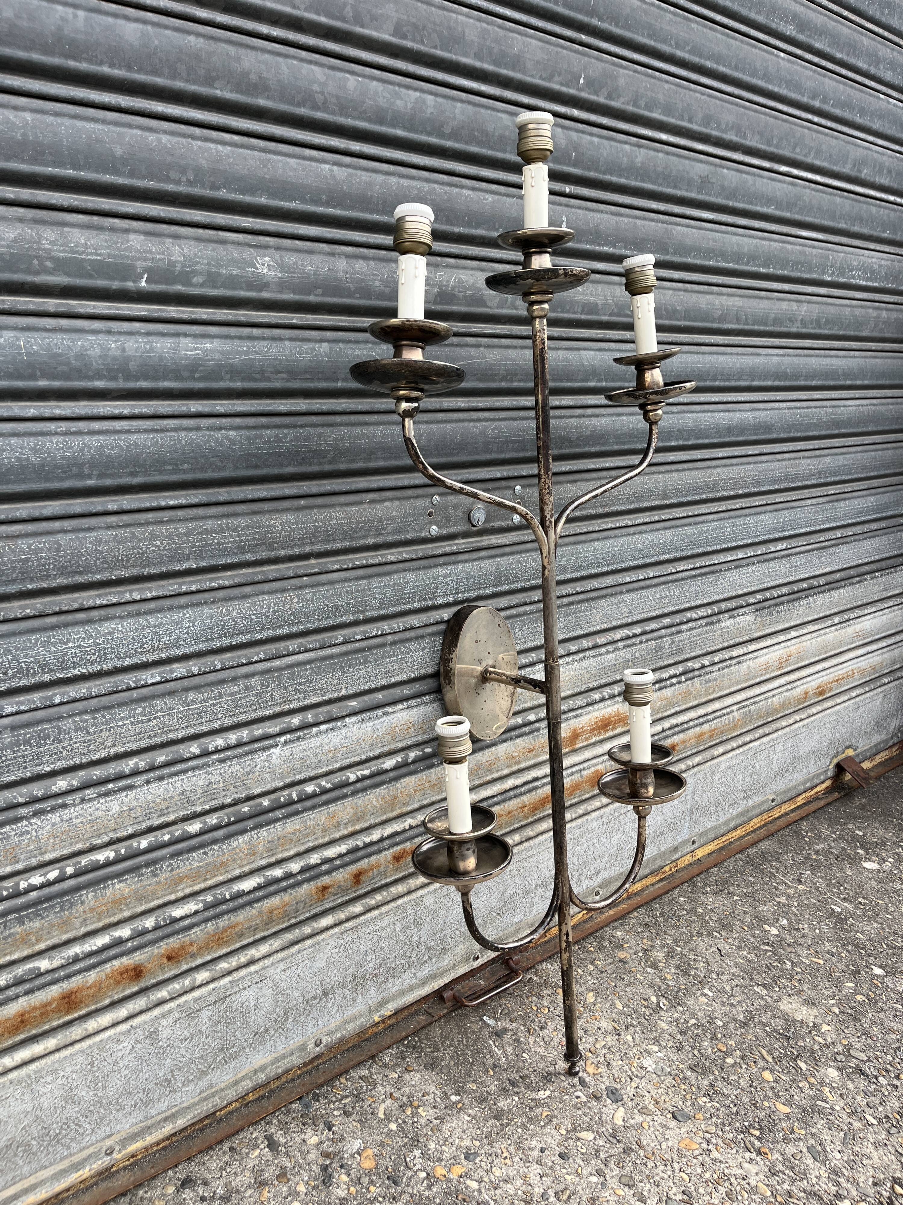 Large metal wall chandelier 1950s