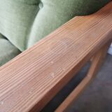 Scandinavian velvet and wood sofa
