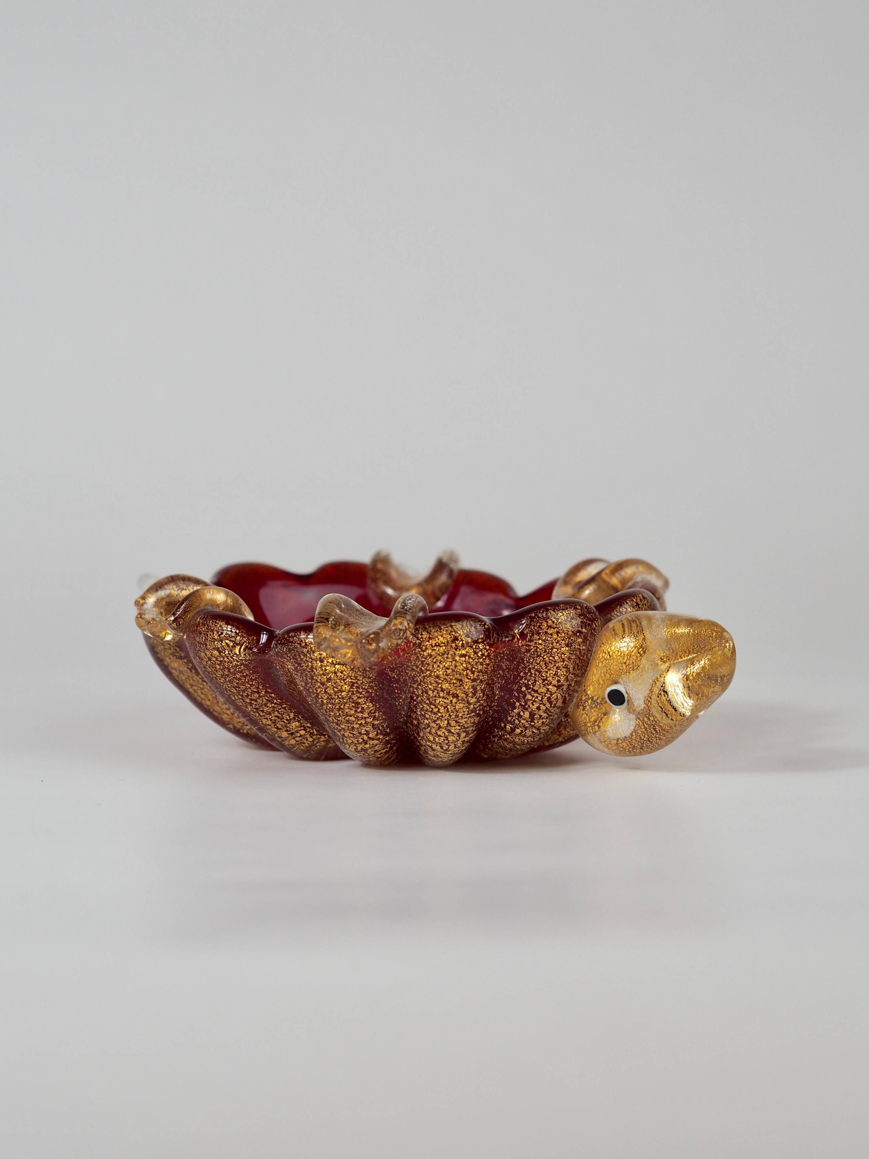 Sculpture de tortue et cendrier en verre de Murano du milieu du siècle par Barovier&Toso